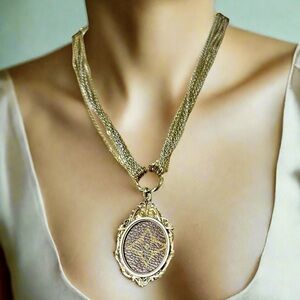 Custom Made Lux Pendant Upcycled w/ Vintage Layered Mixed Metals Chain Necklace